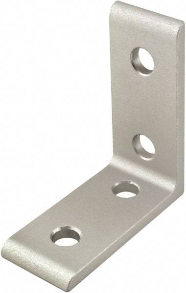 80/20 Inc. - 50mm Wide, Open Shelving 4 Hole Inside Corner Bracket - Aluminum, Clear Anodized Finish, 22mm Long, Use with 25 Series & Bolt Kit 75-3404 - All Tool & Supply