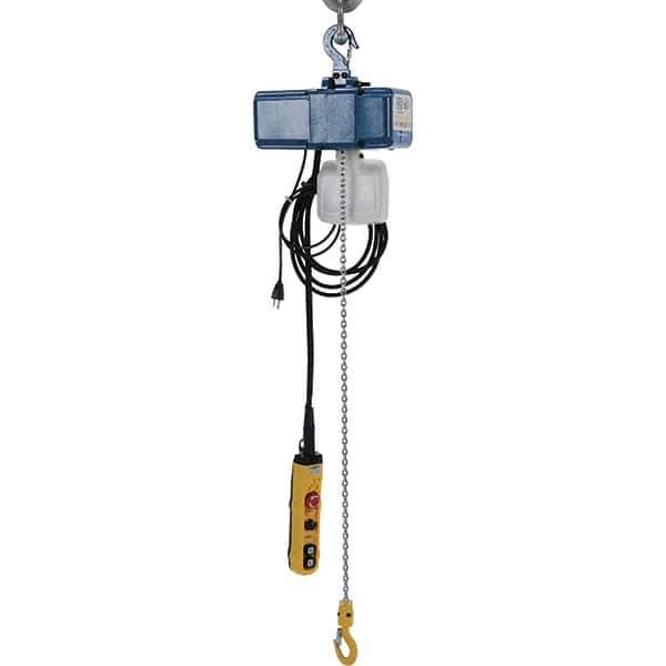 Vestil - 1/8 Ton Capacity, 0 to 49 FPM Lift Speed, 115 Volt, Electric Chain Hoist - 0.5 Output hp, 13' Max Lift - All Tool & Supply