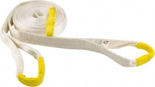 Erickson Manufacturing - 30' Long x 2" Wide, 18,000 Lb Basket Capacity, Polyester Blend Web Sling - White - All Tool & Supply