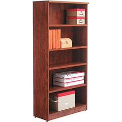 ALERA - 5 Shelf, 65" High x 31-3/4" Wide Bookcase - 14" Deep, Woodgrain Laminate, Medium Cherry - All Tool & Supply