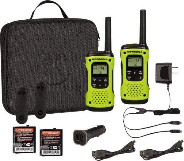 Motorola - 16 Mile Range, 22 Channel, 0.5 & 1.5 Watt, Series Talkabout, Recreational Two Way Radio - FRS/GMRS Band, 462.55 to 467.7125 Hz, AA & NiMH Battery, 9 NiMH & 23 AA hr Life, 9.65" High x 9.21" Wide x 2.83" Deep, Scanning, Low Battery Alerts - All Tool & Supply