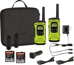 Motorola - 16 Mile Range, 22 Channel, 0.5 & 1.5 Watt, Series Talkabout, Recreational Two Way Radio - FRS/GMRS Band, 462.55 to 467.7125 Hz, AA & NiMH Battery, 9 NiMH & 23 AA hr Life, 9.65" High x 9.21" Wide x 2.83" Deep, Scanning, Low Battery Alerts - All Tool & Supply