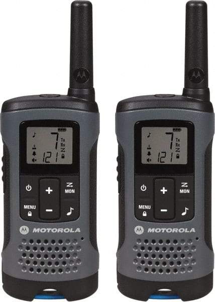 Motorola - 16 Mile Range, 22 Channel, 0.5 & 1.5 Watt, Series Talkabout, Recreational Two Way Radio - FRS/GMRS Band, 462.55 to 467.7125 Hz, AA & NiMH Battery, 12 NiMH & 29 AA hr Life, 9.45" High x 8.66" Wide x 2.44" Deep, Low Battery Alerts - All Tool & Supply