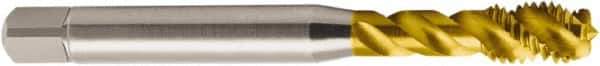 Seco - M6x1.00 Metric 3 Flute 6H Modified Bottoming Spiral Flute Tap - Powdered Metal, TiN Finish, 81.5mm OAL, Right Hand Flute, Right Hand Thread, H6 - Exact Industrial Supply