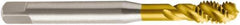 Seco - 5/8-11 UNC 4 Flute 2B Modified Bottoming Spiral Flute Tap - Powdered Metal, TiN Finish, 110mm OAL, Right Hand Flute, Right Hand Thread, H6 - All Tool & Supply