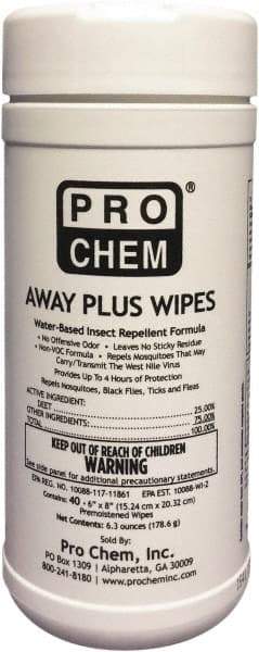 Pro Chem - 40 Count 25% DEET Towelette - For Mosquitos, Chiggers, Gnats, Stable Flies, Fleas, Ticks, Black Flies, Sand Flies - All Tool & Supply