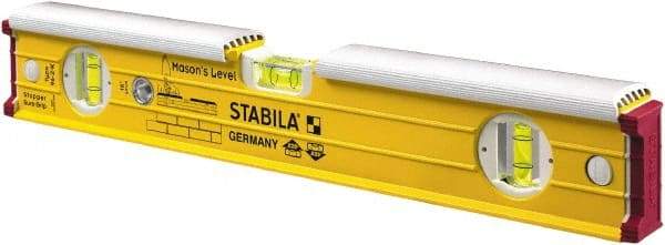 Stabila - 16" Long 3 Vial Spirit Level - Aluminum, Yellow, 2 Plumb & 1 Level Vials - All Tool & Supply