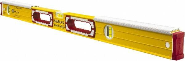 Stabila - 36" Long 3 Vial Spirit Level - Aluminum, Yellow, 2 Plumb & 1 Level Vials - All Tool & Supply