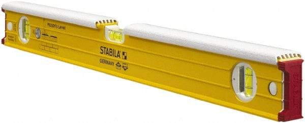 Stabila - 24" Long 3 Vial Spirit Level - Aluminum, Yellow, 2 Plumb & 1 Level Vials - All Tool & Supply