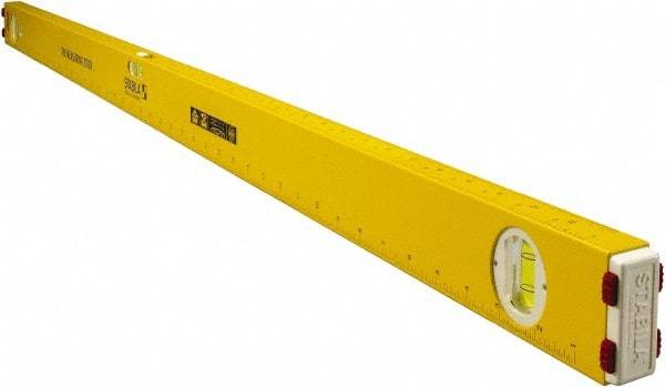 Stabila - 48" Long 3 Vial Spirit Level - Aluminum, Yellow, 2 Plumb & 1 Level Vials - All Tool & Supply