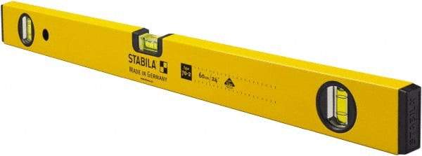 Stabila - 24" Long 3 Vial Box Beam Level - Aluminum, Yellow, 2 Plumb & 1 Level Vials - All Tool & Supply