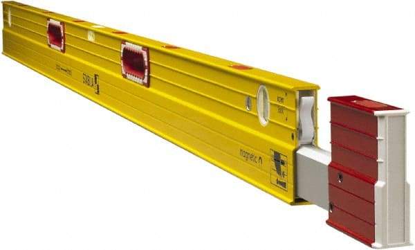 Stabila - Magnetic 72 to 120" Long 3 Vial Expandable Level - Aluminum, Yellow, 2 Plumb & 1 Level Vials - All Tool & Supply