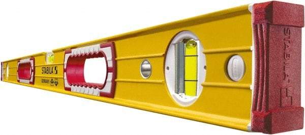 Stabila - Magnetic 48" Long 3 Vial Box Beam Level - Aluminum, Yellow, 2 Plumb & 1 Level Vials - All Tool & Supply