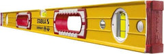 Stabila - 48" Long 3 Vial Box Beam Level - Aluminum, Yellow, 2 Plumb & 1 Level Vials - All Tool & Supply