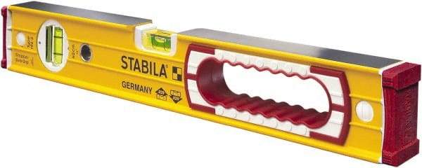 Stabila - 16" Long 2 Vial Box Beam Level - Aluminum, Yellow, 1 Plumb & 1 Level Vial - All Tool & Supply