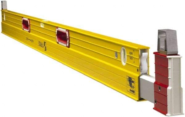 Stabila - 84 to 144" Long 3 Vial Expandable Level - Aluminum, Yellow, 2 Plumb & 1 Level Vials - All Tool & Supply