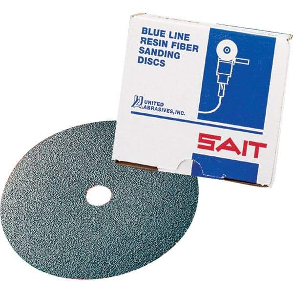 Sait - 7" Diam 7/8" Hole 80 Grit Fiber Disc - Zirconia Alumina, 7,000 Max RPM - All Tool & Supply