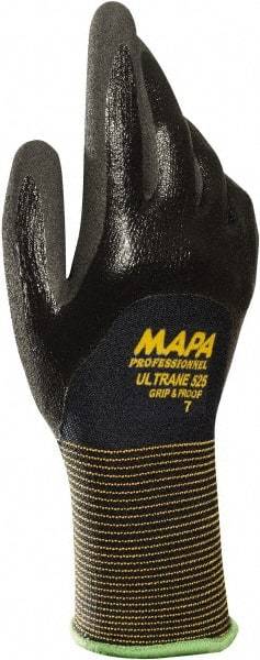 MAPA Professional - Size 10 Nitrile Coated Nitrile Work Gloves - Palm & Fingers Coated, Knit Wrist Cuff, Black, Paired - All Tool & Supply