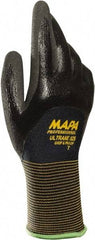 MAPA Professional - Size 9 Nitrile Coated Nitrile Work Gloves - Palm & Fingers Coated, Knit Wrist Cuff, Black, Paired - All Tool & Supply