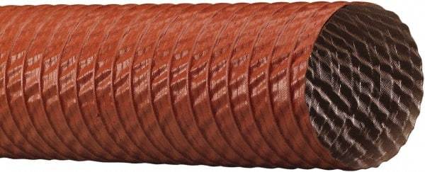 Flexaust - 3-1/2" ID, 9 Hg Vac Rating, 30 psi, Fiberglass Vacuum & Duct Hose - 25' Long, Red, 2-1/2" Bend Radius, -65 to 550°F - All Tool & Supply