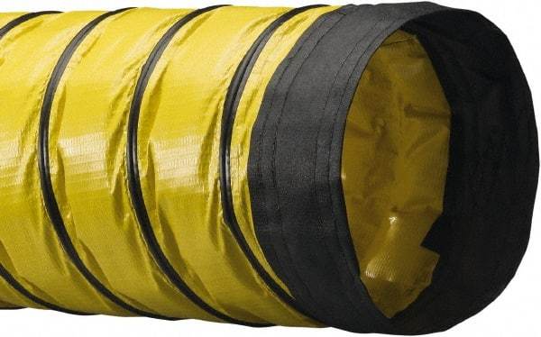 Flexaust - 6" ID, 5.5 Hg Vac Rating, 3.3 psi, Polyester Vacuum & Duct Hose - 25' Long, YellowithBlack, 3.6" Bend Radius, -20 to 180°F - All Tool & Supply