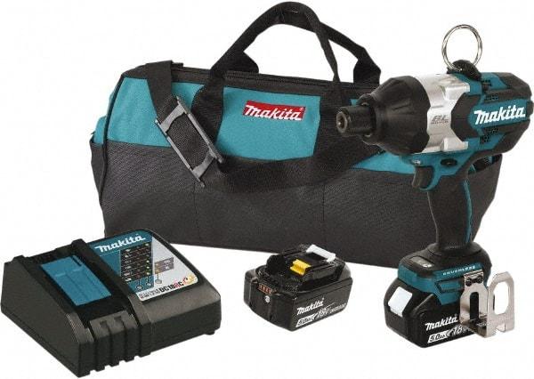 Makita - 7/16" Drive 18 Volt T-Handle Cordless Impact Wrench & Ratchet - 2,200 RPM, 600 Ft/Lb Torque, 2 Lithium-Ion Batteries Included - All Tool & Supply