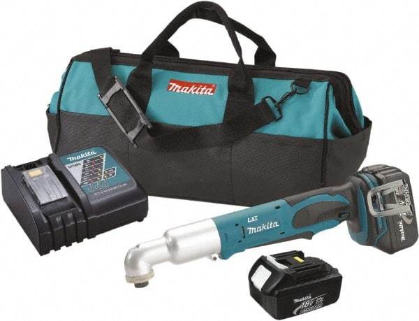 Makita - 18 Volt, 1/4" Drive, 530 In/Lb Torque, Cordless Impact Driver - Inline Handle, 2000 RPM, 2 Lithium-Ion Batteries Included - All Tool & Supply