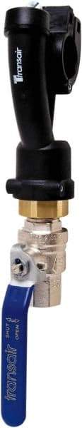 Transair - 7/8" ID, 25mm OD, Wall Bracket with Ball Valve - Plastic, 232 Max psi, 1/2 Female NPT, 10-1/6" Long - All Tool & Supply