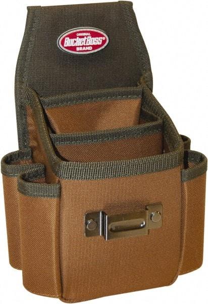 Bucket Boss - 3 Pocket Holster - Polyester, Brown & Green, 6-1/2" Wide x 9-1/2" High - All Tool & Supply