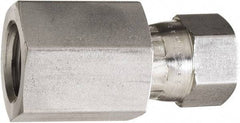 Made in USA - 1-1/4" Tube OD, 37° Stainless Steel Flared Tube Swivel Connector - 1-5/8-12 NPT, Female Flare x FNPT Ends - All Tool & Supply