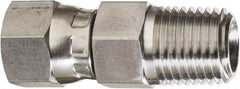 Made in USA - 2" Tube OD, 37° Stainless Steel Flared Tube Swivel Connector - 2-1/2-12 NPT, Female Flare x MNPT Ends - All Tool & Supply