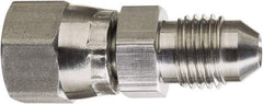 Made in USA - 1" Tube OD, 37° Stainless Steel Flared Tube Swivel Connector - 1-5/16-12 Female Flare x Male Flare Ends - All Tool & Supply