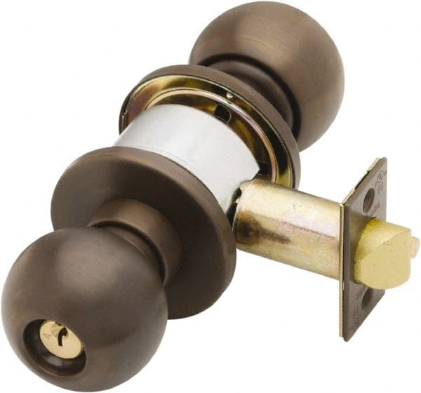 Schlage - 1-3/8 to 1-7/8" Door Thickness, Oil Rubbed Bronze Storeroom Knob Lockset - Exact Industrial Supply