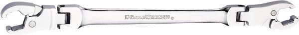 GearWrench - 13 x 14mm, Double End Head, Ratcheting Flare Nut Wrench - Chrome Vanadium Steel, Full Polish - All Tool & Supply