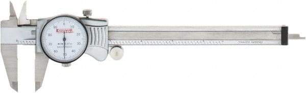 SPI - 0" to 6" Range, 0.001" Graduation, 0.1" per Revolution, Dial Caliper - White Face, 1.57" Jaw Length, Accurate to 0.0010" - All Tool & Supply