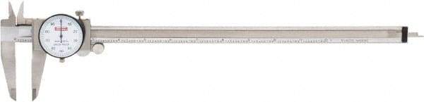 SPI - 0" to 12" Range, 0.001" Graduation, 0.1" per Revolution, Dial Caliper - White Face, 2.51" Jaw Length, Accurate to 0.0015" - All Tool & Supply