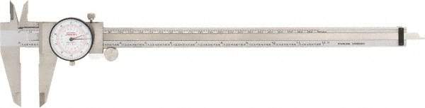 SPI - 0" to 12" Range, 0.001" and 0.02 mm Graduation, 0.001" per Revolution, Dial Caliper - White Face, 64mm Jaw Length, Accurate to 0.04mm - All Tool & Supply