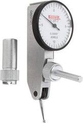 SPI - 0.02" Range, 0.0005" Dial Graduation, Horizontal Dial Test Indicator - 1-1/4" White Dial, 0-10-0 Dial Reading, Accurate to 0.0005" - All Tool & Supply