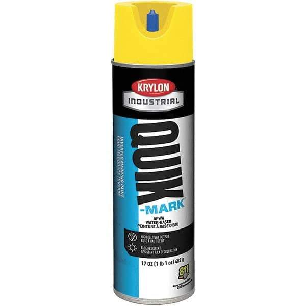 Krylon - 20 fl oz Yellow Marking Paint - 664' Coverage at 1" Wide, Water-Based Formula, 307 gL VOC - All Tool & Supply