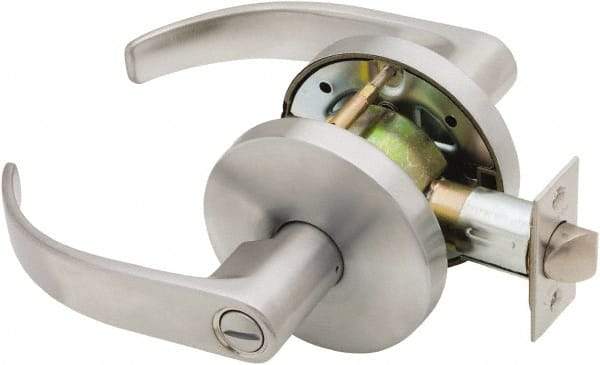 Falcon - Grade 1 Privacy Lever Lockset for 1-3/8" Thick Doors - 2-3/4" Back Set, No Cylinder, Steel, Satin Chrome Finish - All Tool & Supply