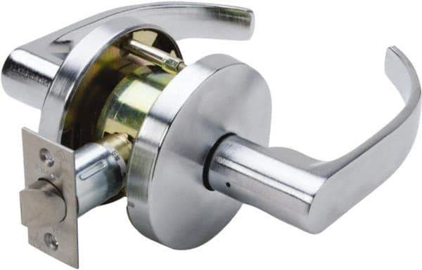 Falcon - Grade 1 Passage Lever Lockset for 1-3/8" Thick Doors - 2-3/4" Back Set, No Cylinder, Steel, Satin Chrome Finish - All Tool & Supply