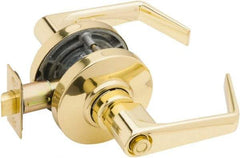 Falcon - Grade 2 Entrance Lever Lockset for 1-3/8" Thick Doors - 2-3/4" Back Set, No Cylinder, Steel, Bright Brass Finish - All Tool & Supply