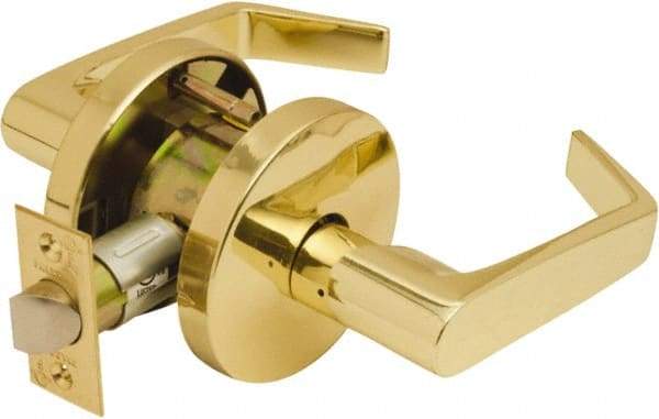 Falcon - Grade 2 Passage Lever Lockset for 1-3/8" Thick Doors - 2-3/4" Back Set, No Cylinder, Steel, Bright Brass Finish - All Tool & Supply