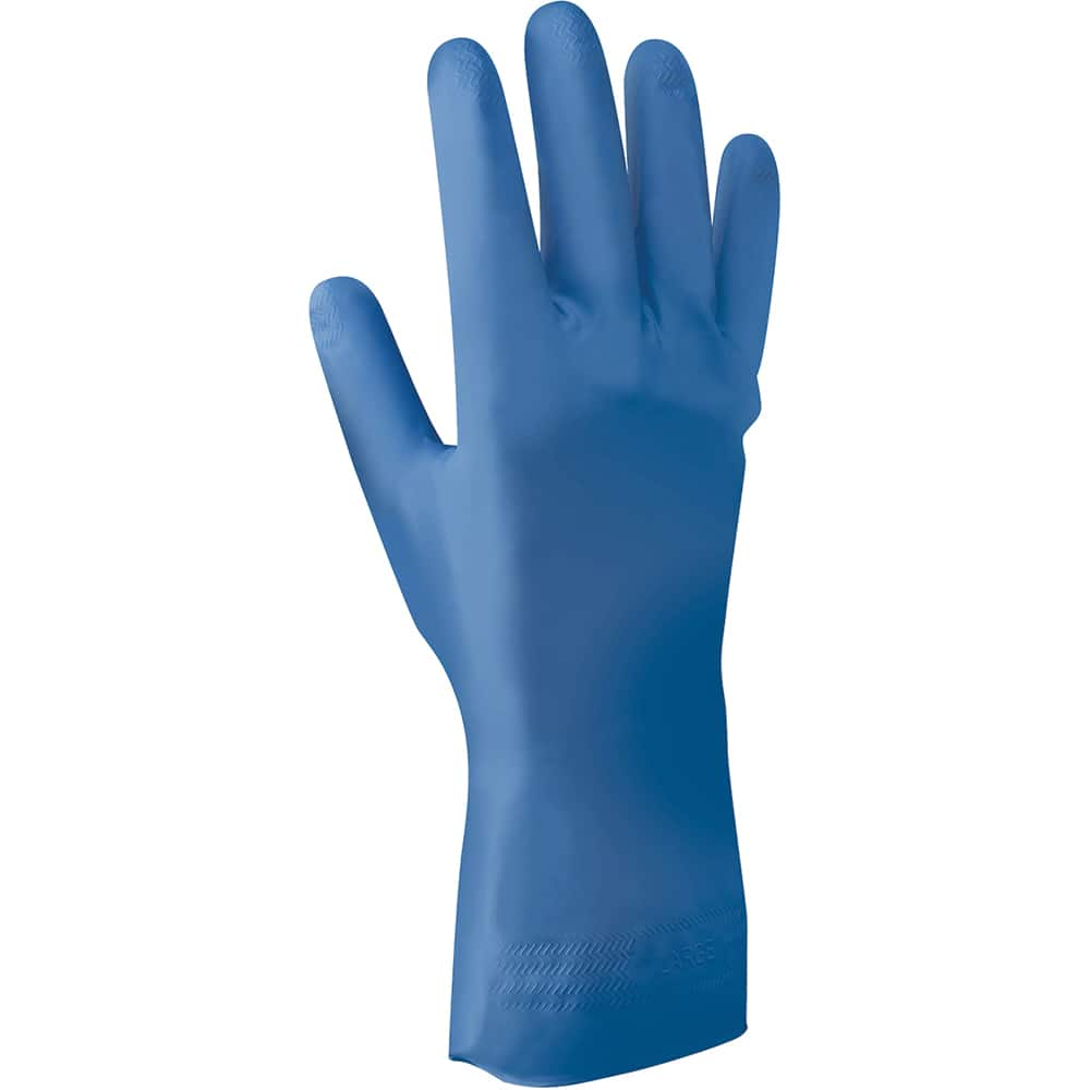 SHOWA - Chemical Resistant Gloves; Material: Nitrile ; Primary Material: Nitrile ; Length (Inch): 12 ; Color: Blue ; Supported or Unsupported: Unsupported ; Thickness: 9.0 - Exact Industrial Supply