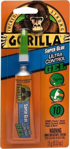 Gorilla Glue - 0.53 oz Tube Clear Super Glue - 24 hr Full Cure Time, Bonds to Most Surfaces - All Tool & Supply