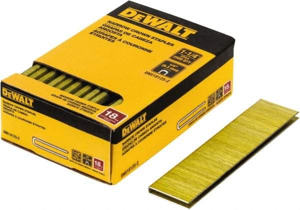 DeWALT - 1-1/4" Long x 1/4" Wide, 18 Gauge Crowned Construction Staple - Steel, Copper Finish, Chisel Point - All Tool & Supply