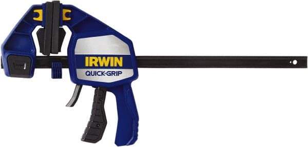 Irwin - 12" Capacity, 3-5/8" Throat Depth Carbon Steel Bar Clamp - 600 Lb Clamping Pressure, 530.23mm Max Spread - All Tool & Supply