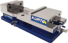 Kurt - 6" Jaw Width, 9" Jaw Opening Capacity, Horizontal Stationary Machine Vise - Manual Operation, 1 Station, 18.258" Long x 4" High x 1" Deep, 1.735" Jaw Height, 7,342 Lb Max Clamp Force, Ductile Iron - All Tool & Supply