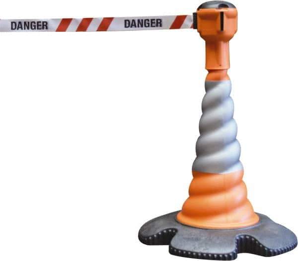 PRO-SAFE - 40" High, Orange & Red Warning Post Kit - 23-15/16" Base Width, 13.65 Lb - All Tool & Supply