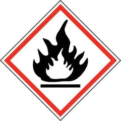 NMC - Hazardous Materials Label, Header: Flammable Warning - Legend: GHS - Graphic, English, Black & Red, 4" Long x 4" High, No Coating - All Tool & Supply